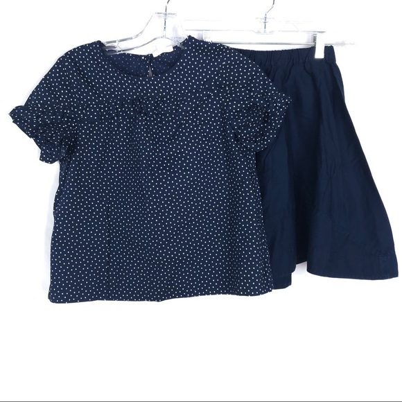 Crewcuts 2 PIECE GIRLS SET Navy polka dot blouse & Skirt Set - Picture 1 of 12